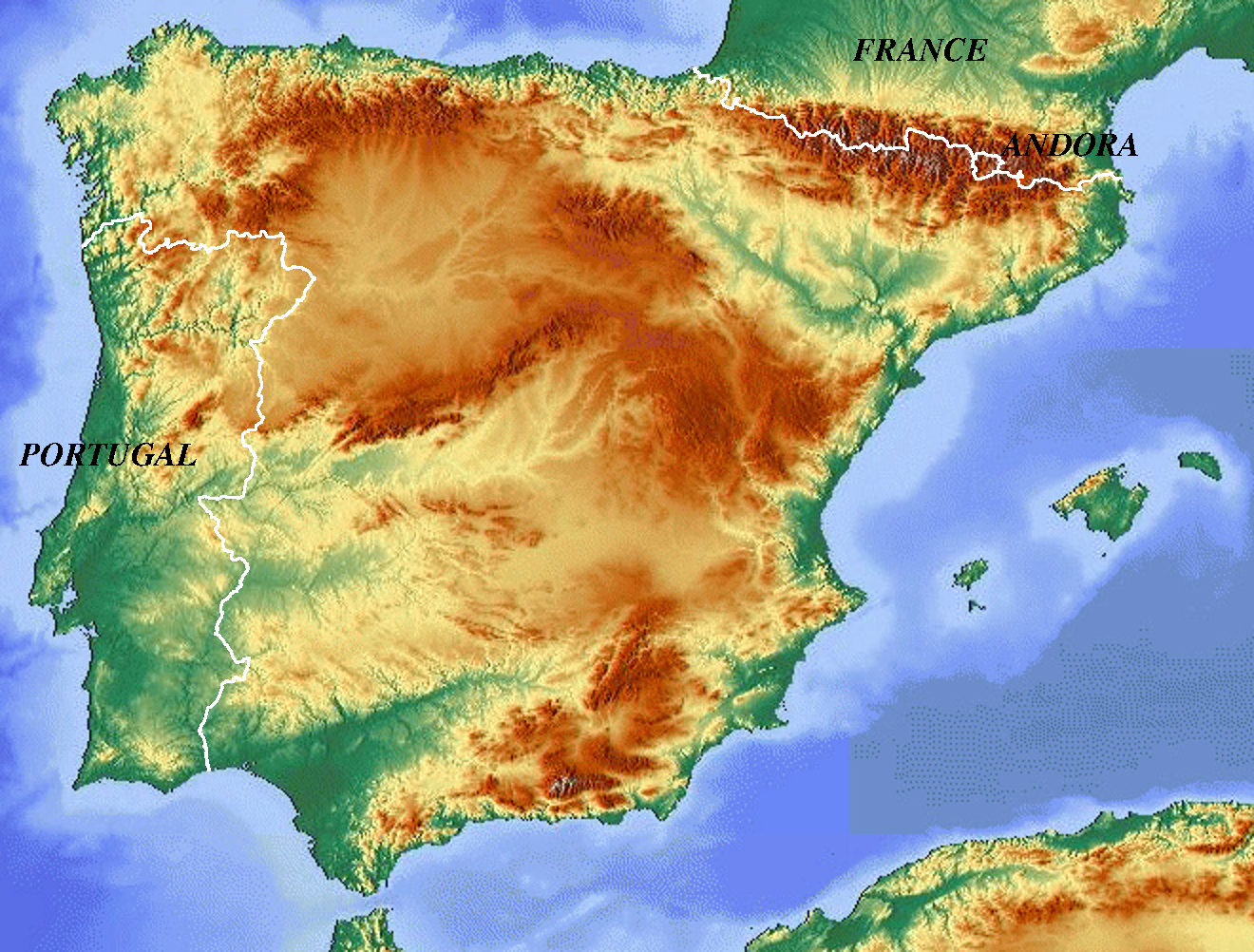 Spain Physical Features Map